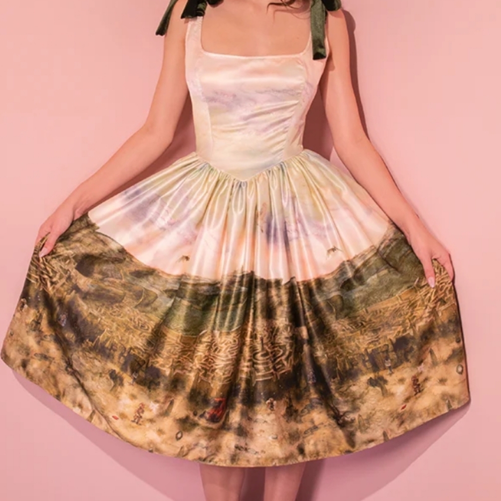 Labyrinth Renaissance Artwork Dress - Micheline Pitt SZ Large